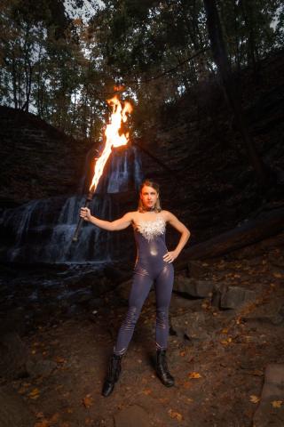 Luna Periwinkle Fire Show Performer